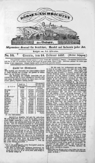 Börsen-Nachrichten der Ost-See : allgemeines Journal für Schiffahrt, Handel und Industrie jeder Art. 1837 Nr. 16
