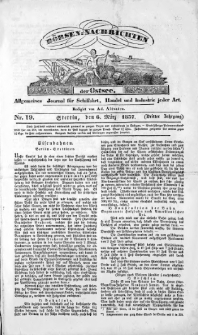 Börsen-Nachrichten der Ost-See : allgemeines Journal für Schiffahrt, Handel und Industrie jeder Art. 1837 Nr. 19