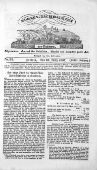 B&ouml;rsen-Nachrichten der Ost-See : allgemeines Journal f&uuml;r Schiffahrt, Handel und Industrie jeder Art. 1837 Nr. 23