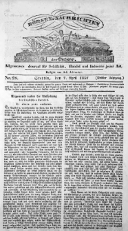 B&ouml;rsen-Nachrichten der Ost-See : allgemeines Journal f&uuml;r Schiffahrt, Handel und Industrie jeder Art. 1837 Nr. 28