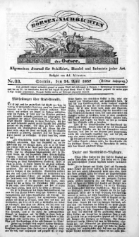 Börsen-Nachrichten der Ost-See : allgemeines Journal für Schiffahrt, Handel und Industrie jeder Art. 1837 Nr. 33