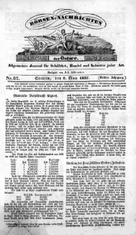 Börsen-Nachrichten der Ost-See : allgemeines Journal für Schiffahrt, Handel und Industrie jeder Art. 1837 Nr. 37