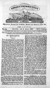 B&ouml;rsen-Nachrichten der Ost-See : allgemeines Journal f&uuml;r Schiffahrt, Handel und Industrie jeder Art. 1837 Nr. 44