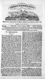 Börsen-Nachrichten der Ost-See : allgemeines Journal für Schiffahrt, Handel und Industrie jeder Art. 1837 Nr. 44
