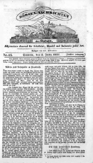 Börsen-Nachrichten der Ost-See : allgemeines Journal für Schiffahrt, Handel und Industrie jeder Art. 1837 Nr. 45