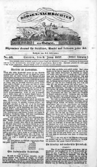 Börsen-Nachrichten der Ost-See : allgemeines Journal für Schiffahrt, Handel und Industrie jeder Art. 1837 Nr. 46