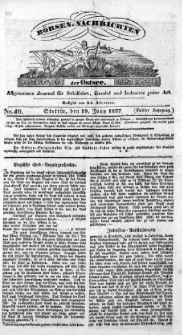 Börsen-Nachrichten der Ost-See : allgemeines Journal für Schiffahrt, Handel und Industrie jeder Art. 1837 Nr. 49