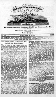 Börsen-Nachrichten der Ost-See : allgemeines Journal für Schiffahrt, Handel und Industrie jeder Art. 1837 Nr. 61