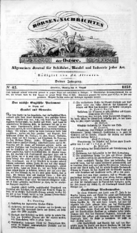 Börsen-Nachrichten der Ost-See : allgemeines Journal für Schiffahrt, Handel und Industrie jeder Art. 1837 Nr. 63