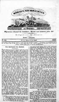 Börsen-Nachrichten der Ost-See : allgemeines Journal für Schiffahrt, Handel und Industrie jeder Art. 1837 Nr. 65