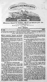 B&ouml;rsen-Nachrichten der Ost-See : allgemeines Journal f&uuml;r Schiffahrt, Handel und Industrie jeder Art. 1837 Nr. 89