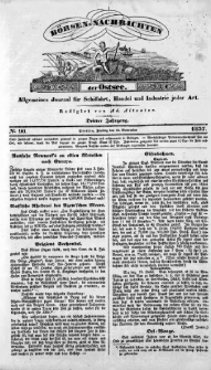 B&ouml;rsen-Nachrichten der Ost-See : allgemeines Journal f&uuml;r Schiffahrt, Handel und Industrie jeder Art. 1837 Nr. 90