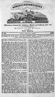 B&ouml;rsen-Nachrichten der Ost-See : allgemeines Journal f&uuml;r Schiffahrt, Handel und Industrie jeder Art. 1837 Nr. 96