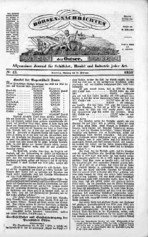 Börsen-Nachrichten der Ost-See : allgemeines Journal für Schiffahrt, Handel und Industrie jeder Art. 1838 Nr. 13