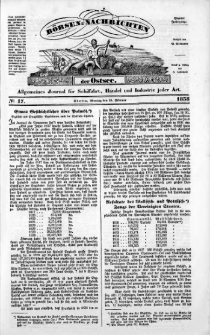 Börsen-Nachrichten der Ost-See : allgemeines Journal für Schiffahrt, Handel und Industrie jeder Art. 1838 Nr. 17