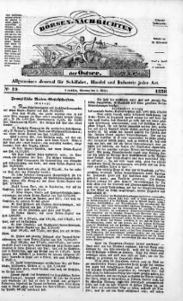 Börsen-Nachrichten der Ost-See : allgemeines Journal für Schiffahrt, Handel und Industrie jeder Art. 1838 Nr. 19