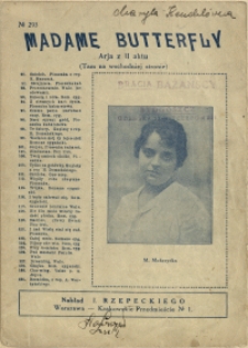 Madame Butterfly : arja z II aktu : (Tam na wschodniej stronie)