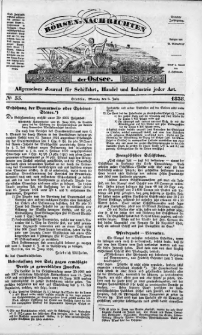 Börsen-Nachrichten der Ost-See : allgemeines Journal für Schiffahrt, Handel und Industrie jeder Art. 1838 Nr. 55