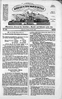 Börsen-Nachrichten der Ost-See : allgemeines Journal für Schiffahrt, Handel und Industrie jeder Art. 1838 Nr. 61