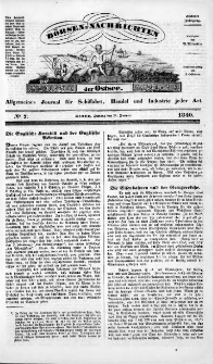 Börsen-Nachrichten der Ost-See : allgemeines Journal für Schiffahrt, Handel und Industrie jeder Art. 1840 Nr. 7