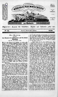 Börsen-Nachrichten der Ost-See : allgemeines Journal für Schiffahrt, Handel und Industrie jeder Art. 1840 Nr. 12