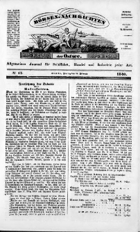 Börsen-Nachrichten der Ost-See : allgemeines Journal für Schiffahrt, Handel und Industrie jeder Art. 1840 Nr. 13