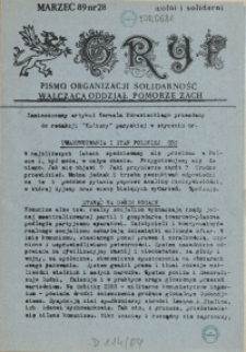 Gryf : pismo organizacji "Solidarność Walcząca" Oddział Pomorze Zachodnie. 1989 nr 28