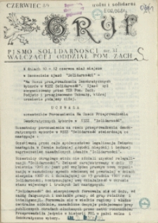 Gryf : pismo organizacji "Solidarność Walcząca" Oddział Pomorze Zachodnie. 1989 nr 31