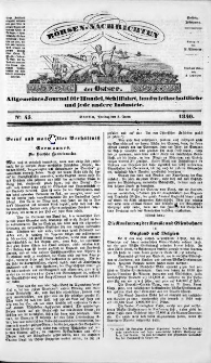 B&ouml;rsen-Nachrichten der Ost-See : allgemeines Journal f&uuml;r Schiffahrt, Handel und Industrie jeder Art. 1840 Nr. 45