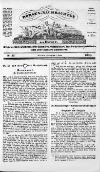 Börsen-Nachrichten der Ost-See : allgemeines Journal für Schiffahrt, Handel und Industrie jeder Art. 1840 Nr. 45