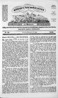 B&ouml;rsen-Nachrichten der Ost-See : allgemeines Journal f&uuml;r Schiffahrt, Handel und Industrie jeder Art. 1840 Nr. 52