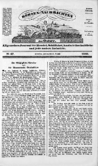 Börsen-Nachrichten der Ost-See : allgemeines Journal für Schiffahrt, Handel und Industrie jeder Art. 1840 Nr. 67