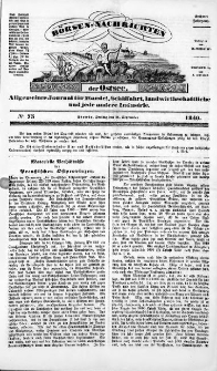 Börsen-Nachrichten der Ost-See : allgemeines Journal für Schiffahrt, Handel und Industrie jeder Art. 1840 Nr. 75
