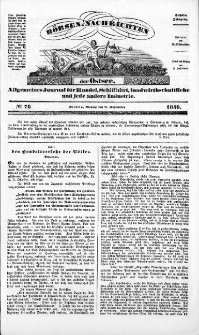 Börsen-Nachrichten der Ost-See : allgemeines Journal für Schiffahrt, Handel und Industrie jeder Art. 1840 Nr. 76