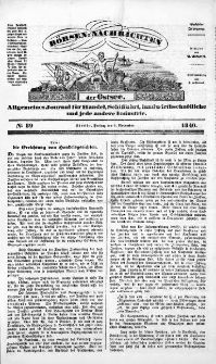 Börsen-Nachrichten der Ost-See : allgemeines Journal für Schiffahrt, Handel und Industrie jeder Art. 1840 Nr. 89