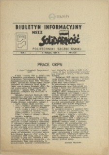 Biuletyn Informacyjny NSZZ "Solidarność" Politechniki Szczecińskiej. 1981 nr 3