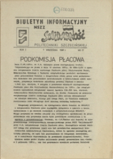 Biuletyn Informacyjny NSZZ "Solidarność" Politechniki Szczecińskiej. 1981 nr 17