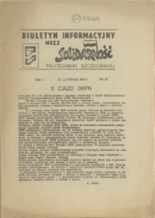 Biuletyn Informacyjny NSZZ "Solidarność" Politechniki Szczecińskiej. 1981 nr 20