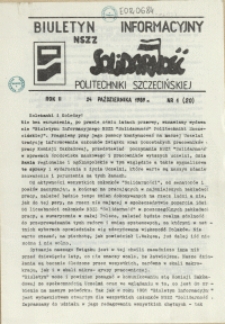Biuletyn Informacyjny NSZZ "Solidarność" Politechniki Szczecińskiej. 1989 nr 1