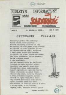 Biuletyn Informacyjny NSZZ "Solidarność" Politechniki Szczecińskiej. 1989 nr 4