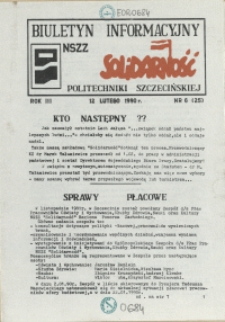 Biuletyn Informacyjny NSZZ "Solidarność" Politechniki Szczecińskiej. 1990 nr 6