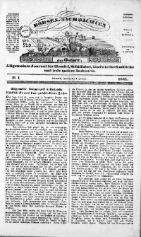 Börsen-Nachrichten der Ost-See : allgemeines Journal für Schiffahrt, Handel und Industrie jeder Art. 1841 Nr. 1