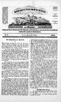 Börsen-Nachrichten der Ost-See : allgemeines Journal für Schiffahrt, Handel und Industrie jeder Art. 1841 Nr. 2