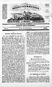Börsen-Nachrichten der Ost-See : allgemeines Journal für Schiffahrt, Handel und Industrie jeder Art. 1841 Nr. 3