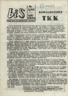 BiS : biuletyn Informacyjny NSZZ "Solidarność" Regionu Pomorza Zachodniego. 1985 nr 3