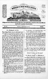 Börsen-Nachrichten der Ost-See : allgemeines Journal für Schiffahrt, Handel und Industrie jeder Art. 1841 Nr. 9