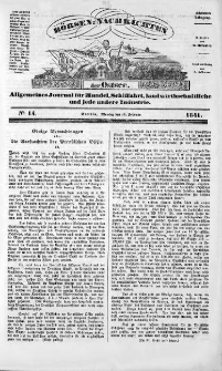 B&ouml;rsen-Nachrichten der Ost-See : allgemeines Journal f&uuml;r Schiffahrt, Handel und Industrie jeder Art. 1841 Nr. 14