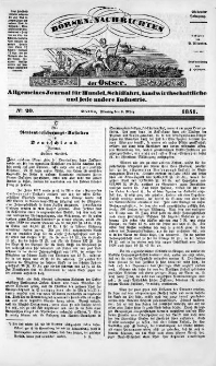 Börsen-Nachrichten der Ost-See : allgemeines Journal für Schiffahrt, Handel und Industrie jeder Art. 1841 Nr. 20
