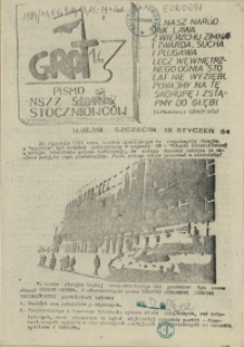 Grot : pismo NSZZ "Solidarność" Stoczniowc&oacute;w. 1984 nr 1