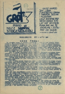 Grot : pismo NSZZ "Solidarność" Stoczniowców. 1984 nr 3